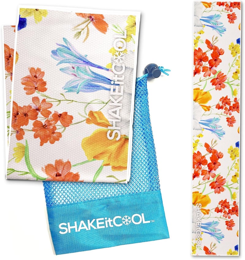 SHAKEitCOOL Original Cooling Towel – Be Cool in Style - Heat Relief, Soft, Lightweight, Sun Protection, Easy Clean - Perfect for Biking, Running, Yoga, Gym, Gardening - Flower - Image 1